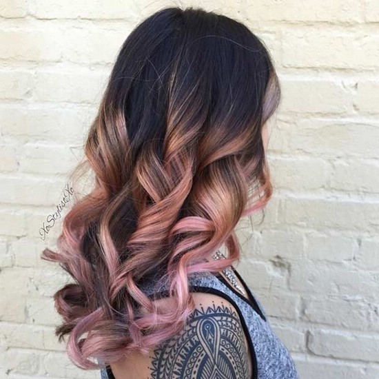 Цвет волос розовое золото